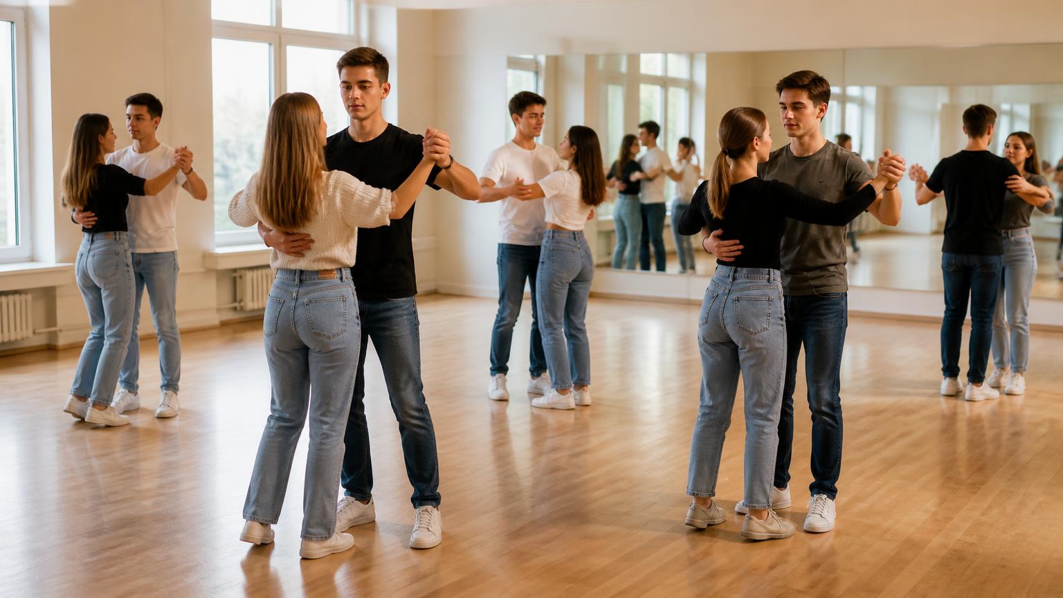 Junge Paare tanzen Standard in einem Berliner Tanzsaal