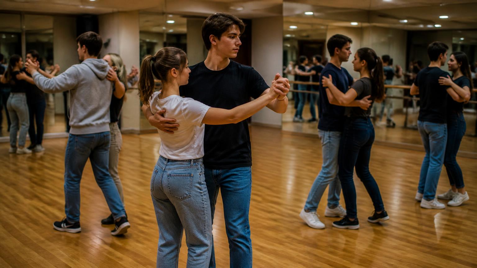 Junge Paare tanzen Standard in einem eleganten Tanzsaal in Hannover